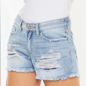 KANCAN Gizelle Boyfriend Midrise Distressed Cutoff Denim Jean Shorts Size M
